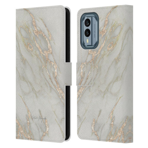 Nature Magick Marble Metallics Gold Leather Book Wallet Case Cover For Nokia X30