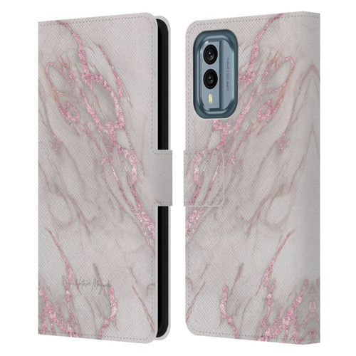 Nature Magick Marble Metallics Pink Leather Book Wallet Case Cover For Nokia X30