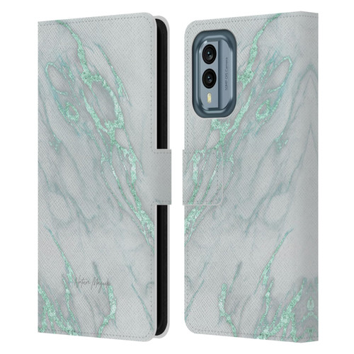 Nature Magick Marble Metallics Teal Leather Book Wallet Case Cover For Nokia X30