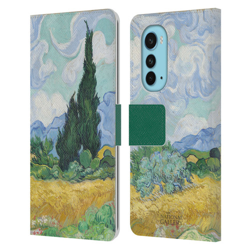 The National Gallery Art A Wheatfield With Cypresses Leather Book Wallet Case Cover For Motorola Edge (2022)