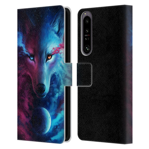 Jonas "JoJoesArt" Jödicke Wildlife Wolf Galaxy Leather Book Wallet Case Cover For Sony Xperia 1 IV
