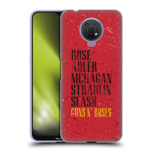 Guns N' Roses Vintage Names Soft Gel Case for Nokia G10