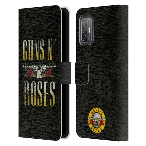 Guns N' Roses Key Art Text Logo Pistol Leather Book Wallet Case Cover For HTC Desire 21 Pro 5G