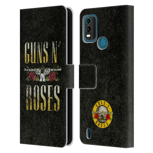 Guns N' Roses Key Art Text Logo Pistol Leather Book Wallet Case Cover For Nokia G11 Plus