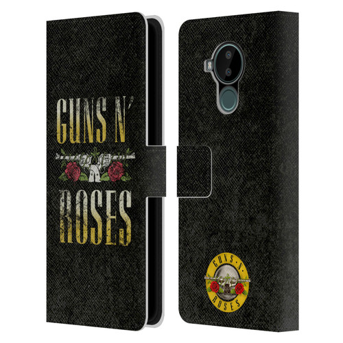 Guns N' Roses Key Art Text Logo Pistol Leather Book Wallet Case Cover For Nokia C30