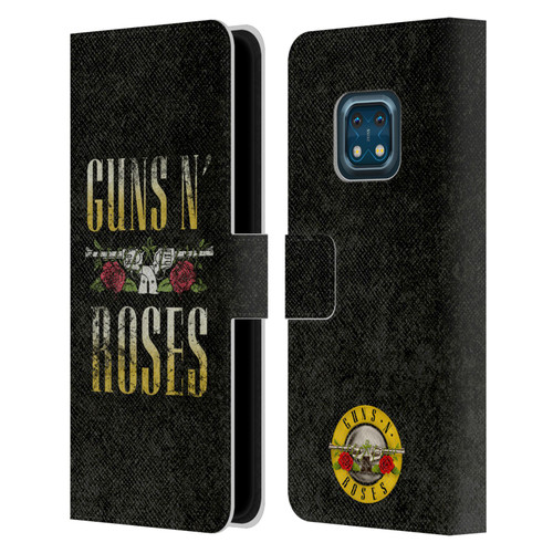 Guns N' Roses Key Art Text Logo Pistol Leather Book Wallet Case Cover For Nokia XR20
