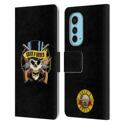 Guns N' Roses Key Art Top Hat Skull Leather Book Wallet Case Cover For Motorola Edge (2022)