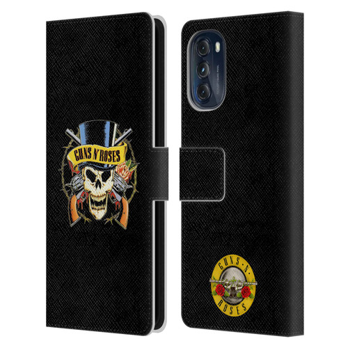 Guns N' Roses Key Art Top Hat Skull Leather Book Wallet Case Cover For Motorola Moto G (2022)