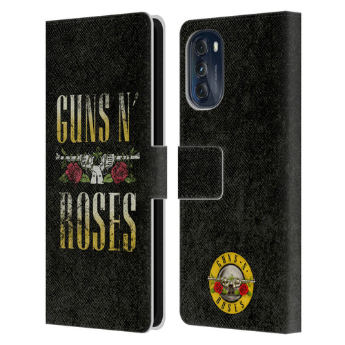 Guns N' Roses Key Art Text Logo Pistol Leather Book Wallet Case Cover For Motorola Moto G (2022)