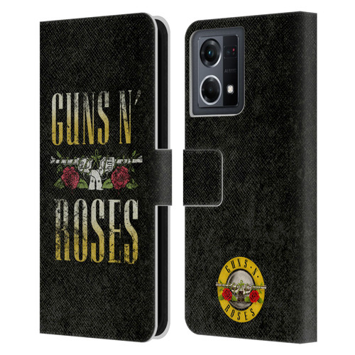 Guns N' Roses Key Art Text Logo Pistol Leather Book Wallet Case Cover For OPPO Reno8 4G