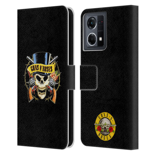 Guns N' Roses Key Art Top Hat Skull Leather Book Wallet Case Cover For OPPO Reno8 4G