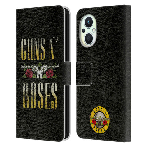 Guns N' Roses Key Art Text Logo Pistol Leather Book Wallet Case Cover For OPPO Reno8 Lite