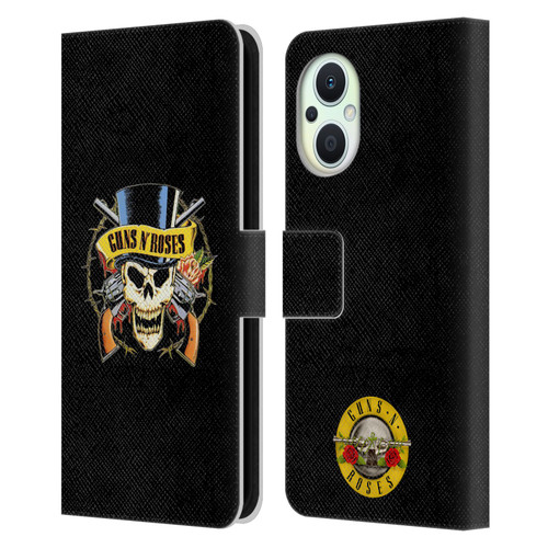 Guns N' Roses Key Art Top Hat Skull Leather Book Wallet Case Cover For OPPO Reno8 Lite