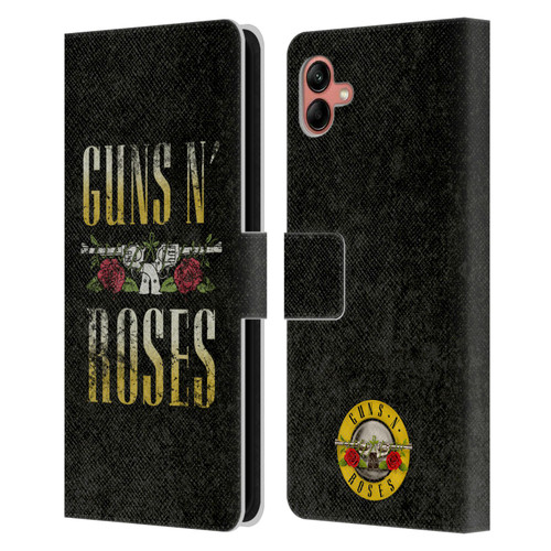 Guns N' Roses Key Art Text Logo Pistol Leather Book Wallet Case Cover For Samsung Galaxy A04 (2022)