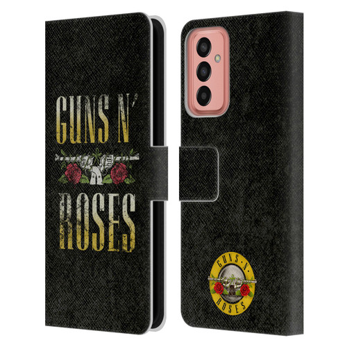 Guns N' Roses Key Art Text Logo Pistol Leather Book Wallet Case Cover For Samsung Galaxy M13 (2022)