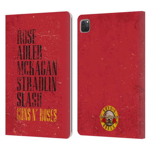 Guns N' Roses Vintage Names Leather Book Wallet Case Cover For Apple iPad Pro 11 2020 / 2021 / 2022