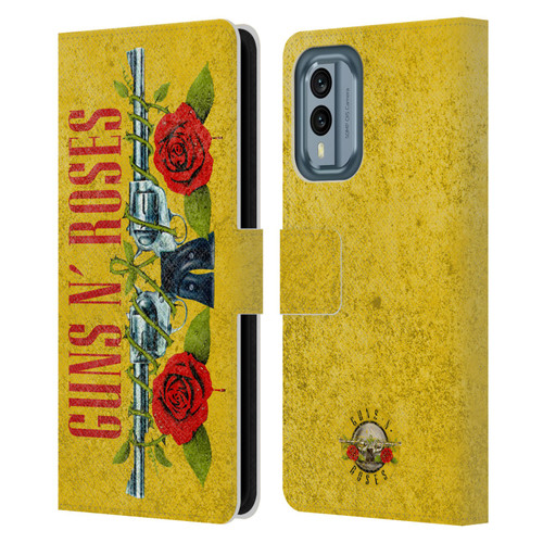 Guns N' Roses Vintage Pistols Leather Book Wallet Case Cover For Nokia X30