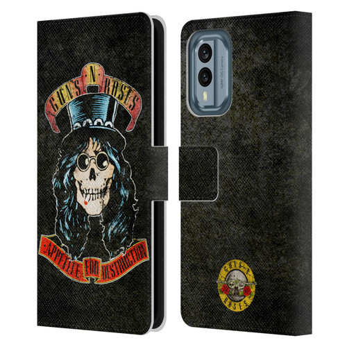 Guns N' Roses Vintage Slash Leather Book Wallet Case Cover For Nokia X30