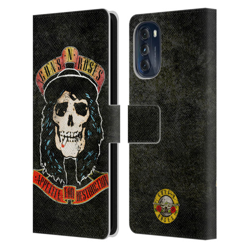 Guns N' Roses Vintage Stradlin Leather Book Wallet Case Cover For Motorola Moto G (2022)