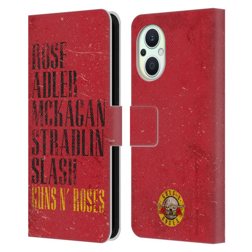 Guns N' Roses Vintage Names Leather Book Wallet Case Cover For OPPO Reno8 Lite