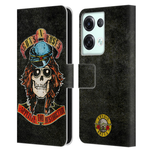 Guns N' Roses Vintage Rose Leather Book Wallet Case Cover For OPPO Reno8 Pro