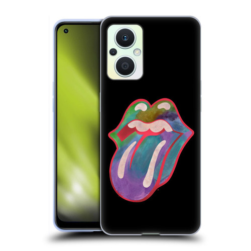 The Rolling Stones Graphics Watercolour Tongue Soft Gel Case for OPPO Reno8 Lite