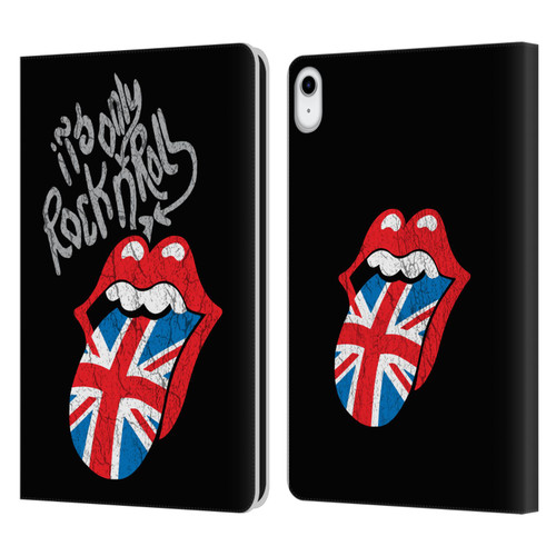 The Rolling Stones Albums Only Rock And Roll Distressed Leather Book Wallet Case Cover For Apple iPad 10.9 (2022)