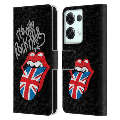 The Rolling Stones Albums Only Rock And Roll Distressed Leather Book Wallet Case Cover For OPPO Reno8 Pro