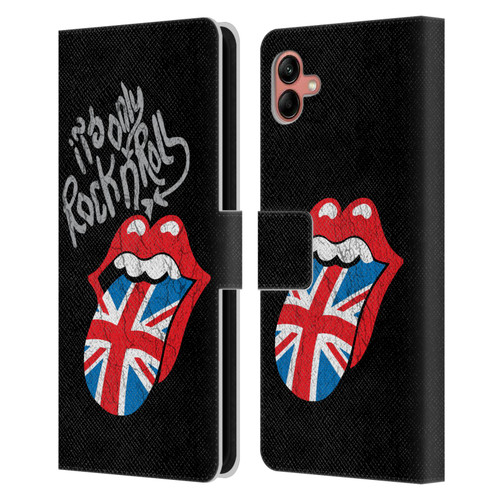 The Rolling Stones Albums Only Rock And Roll Distressed Leather Book Wallet Case Cover For Samsung Galaxy A04 (2022)