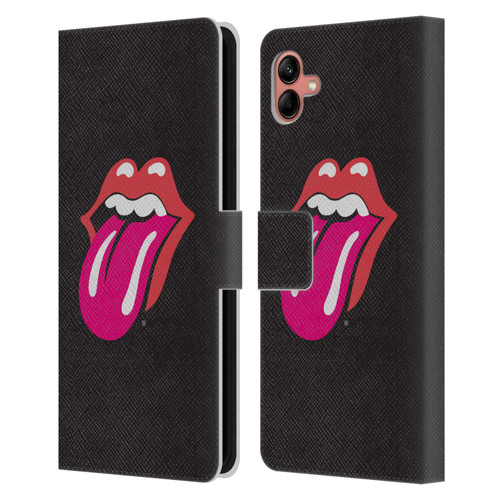 The Rolling Stones Graphics Pink Tongue Leather Book Wallet Case Cover For Samsung Galaxy A04 (2022)