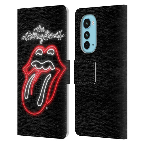 The Rolling Stones Licks Collection Neon Leather Book Wallet Case Cover For Motorola Edge (2022)