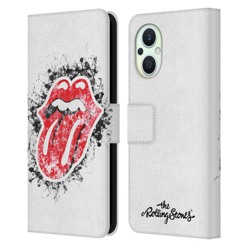 The Rolling Stones Licks Collection Distressed Look Tongue Leather Book Wallet Case Cover For OPPO Reno8 Lite