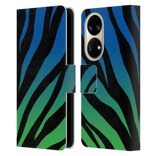 Grace Illustration Animal Prints Ombré Leopard Leather Book Wallet Case Cover For Huawei P50