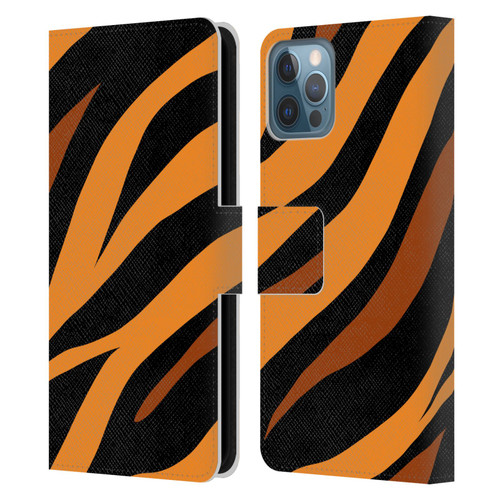 Grace Illustration Animal Prints Tiger Leather Book Wallet Case Cover For Apple iPhone 12 / iPhone 12 Pro