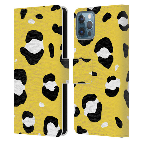Grace Illustration Animal Prints Yellow Leopard Leather Book Wallet Case Cover For Apple iPhone 12 / iPhone 12 Pro
