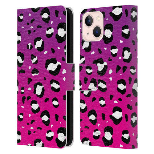 Grace Illustration Animal Prints Pink Leopard Leather Book Wallet Case Cover For Apple iPhone 13