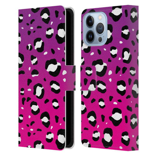 Grace Illustration Animal Prints Pink Leopard Leather Book Wallet Case Cover For Apple iPhone 13 Pro Max