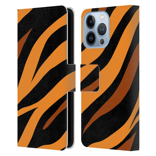 Grace Illustration Animal Prints Tiger Leather Book Wallet Case Cover For Apple iPhone 13 Pro