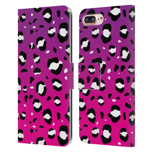 Grace Illustration Animal Prints Pink Leopard Leather Book Wallet Case Cover For Apple iPhone 7 Plus / iPhone 8 Plus