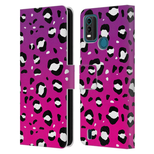Grace Illustration Animal Prints Pink Leopard Leather Book Wallet Case Cover For Nokia G11 Plus