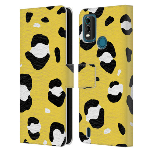 Grace Illustration Animal Prints Yellow Leopard Leather Book Wallet Case Cover For Nokia G11 Plus