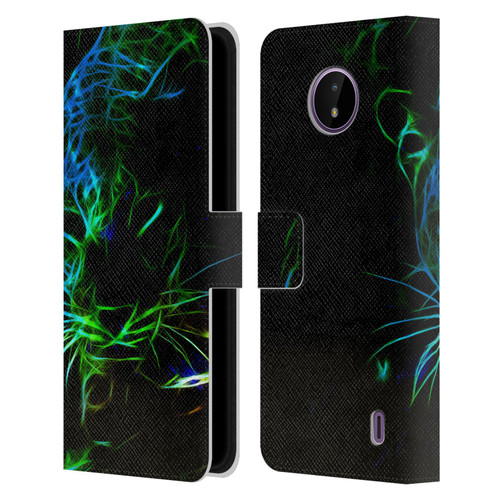 Simone Gatterwe Animals Neon Leopard Leather Book Wallet Case Cover For Nokia C10 / C20