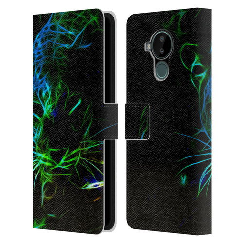 Simone Gatterwe Animals Neon Leopard Leather Book Wallet Case Cover For Nokia C30
