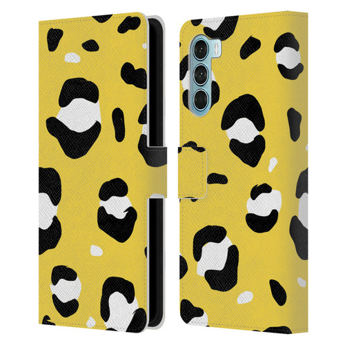 Grace Illustration Animal Prints Yellow Leopard Leather Book Wallet Case Cover For Motorola Edge S30 / Moto G200 5G