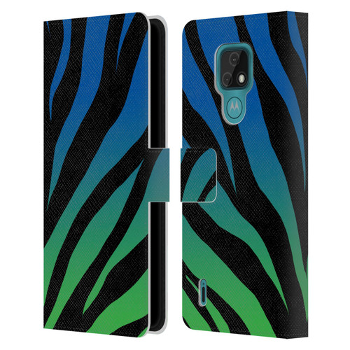 Grace Illustration Animal Prints Ombré Leopard Leather Book Wallet Case Cover For Motorola Moto E7