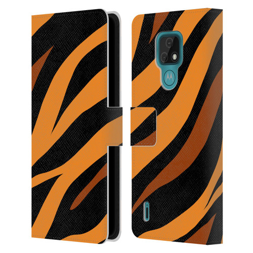 Grace Illustration Animal Prints Tiger Leather Book Wallet Case Cover For Motorola Moto E7