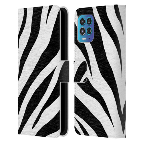 Grace Illustration Animal Prints Zebra Leather Book Wallet Case Cover For Motorola Moto G100
