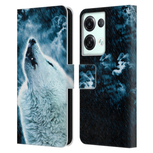 Simone Gatterwe Animals 2 Howling Wolf Leather Book Wallet Case Cover For OPPO Reno8 Pro