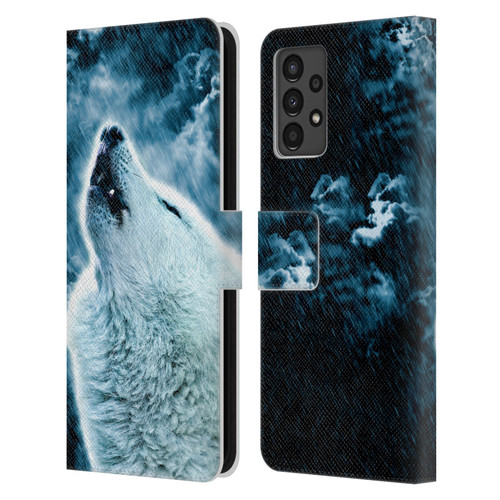 Simone Gatterwe Animals 2 Howling Wolf Leather Book Wallet Case Cover For Samsung Galaxy A13 (2022)