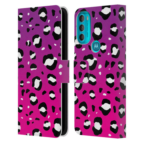 Grace Illustration Animal Prints Pink Leopard Leather Book Wallet Case Cover For Motorola Moto G71 5G